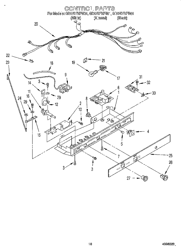 CONTROL Diagram and Parts List for GD27DFXFB01  Whirlpool Refrigerator