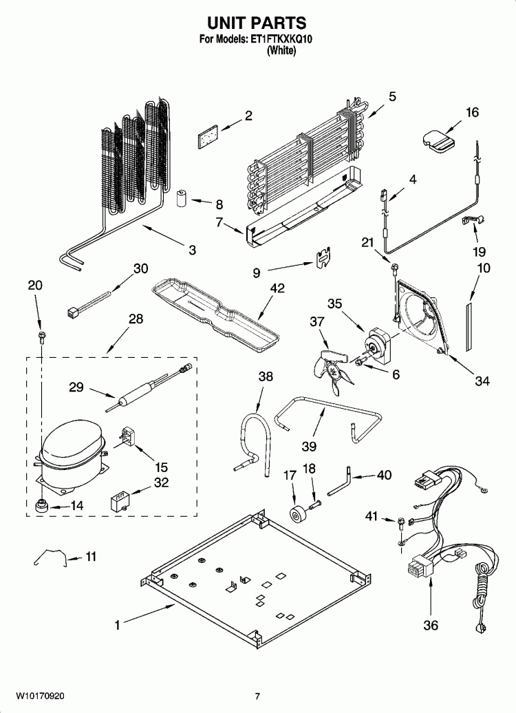 UNIT PARTS Diagram and Parts List for ET1FTKXKQ10  Whirlpool Refrigerator