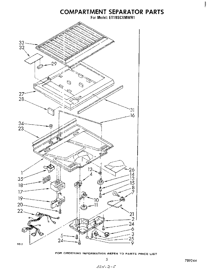 COMPARTMENT SEPARATOR Diagram and Parts List for ET18SCXMWR1  Whirlpool Refrigerator