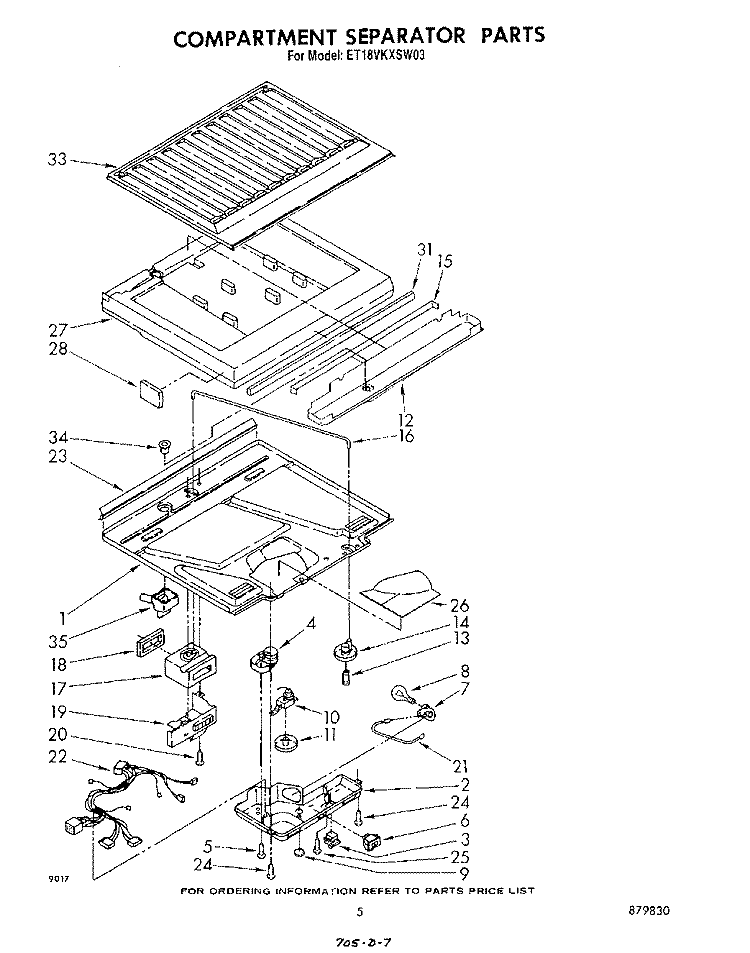 COMPARTMENT SEPARATOR Diagram and Parts List for ET18VKXSW03  Whirlpool Refrigerator
