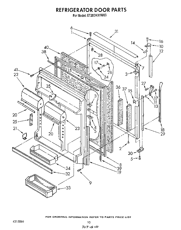 REFRIGERATOR DOOR Diagram and Parts List for ET20DKXVM03  Whirlpool Refrigerator