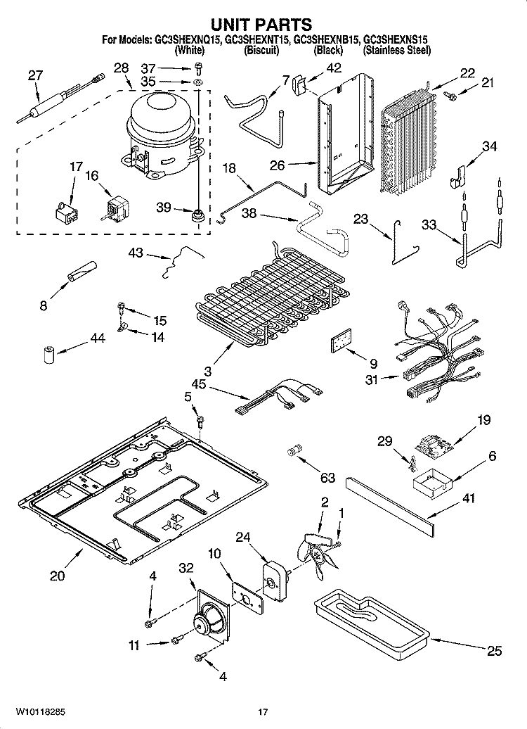 UNIT PARTS Diagram and Parts List for GC3SHEXNT15  Whirlpool Refrigerator