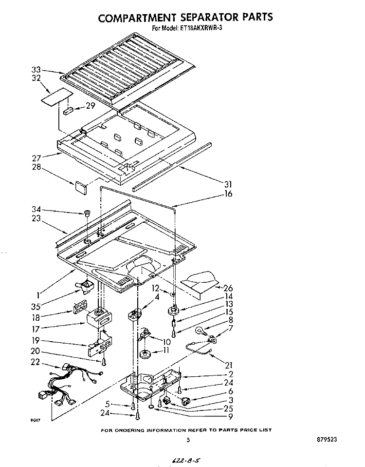 COMPARTMENT Diagram and Parts List for ET18AKXRWR3  Whirlpool Refrigerator