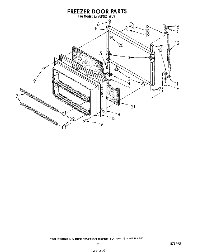 FREEZER DOOR Diagram and Parts List for ET20PKXTG01  Whirlpool Refrigerator
