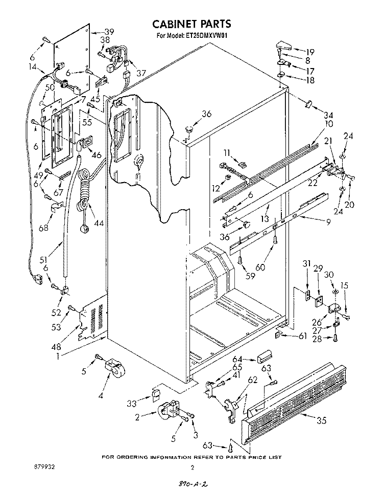 CABINET Diagram and Parts List for ET25DMXVF01  Whirlpool Refrigerator
