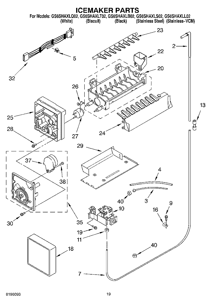 ICE MAKER, OPTIONAL Diagram and Parts List for GS6SHAXLS02  Whirlpool Refrigerator