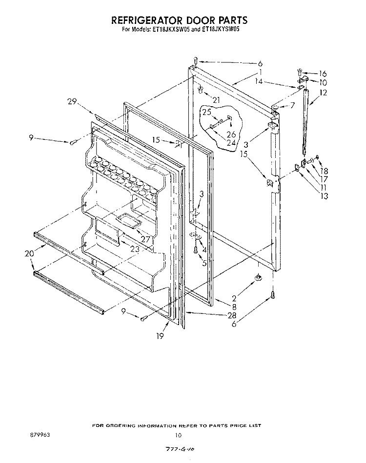 REFRIGERATOR DOOR , LIT/OPTIONAL Diagram and Parts List for ET18JKYSN05  Whirlpool Refrigerator
