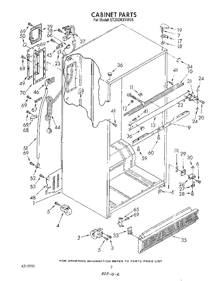 CABINET Diagram and Parts List for ET20DKXVF06  Whirlpool Refrigerator