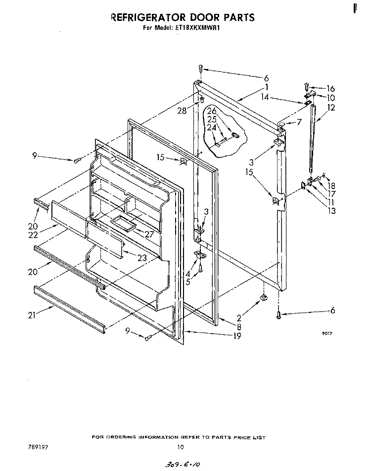 REFRIGERATOR DOOR, MISCELLANEOUS Diagram and Parts List for ET18XKXMWR1  Whirlpool Refrigerator