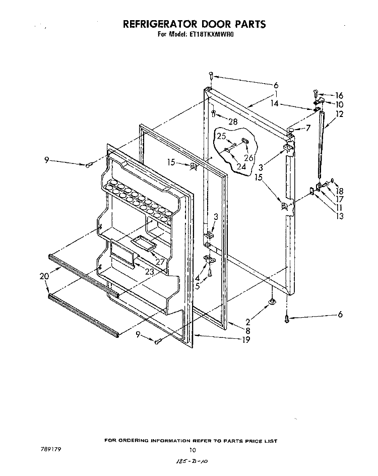 REFRIGERATOR DOOR , MISCELLANEOUS Diagram and Parts List for ET18TKXMWR0  Whirlpool Refrigerator