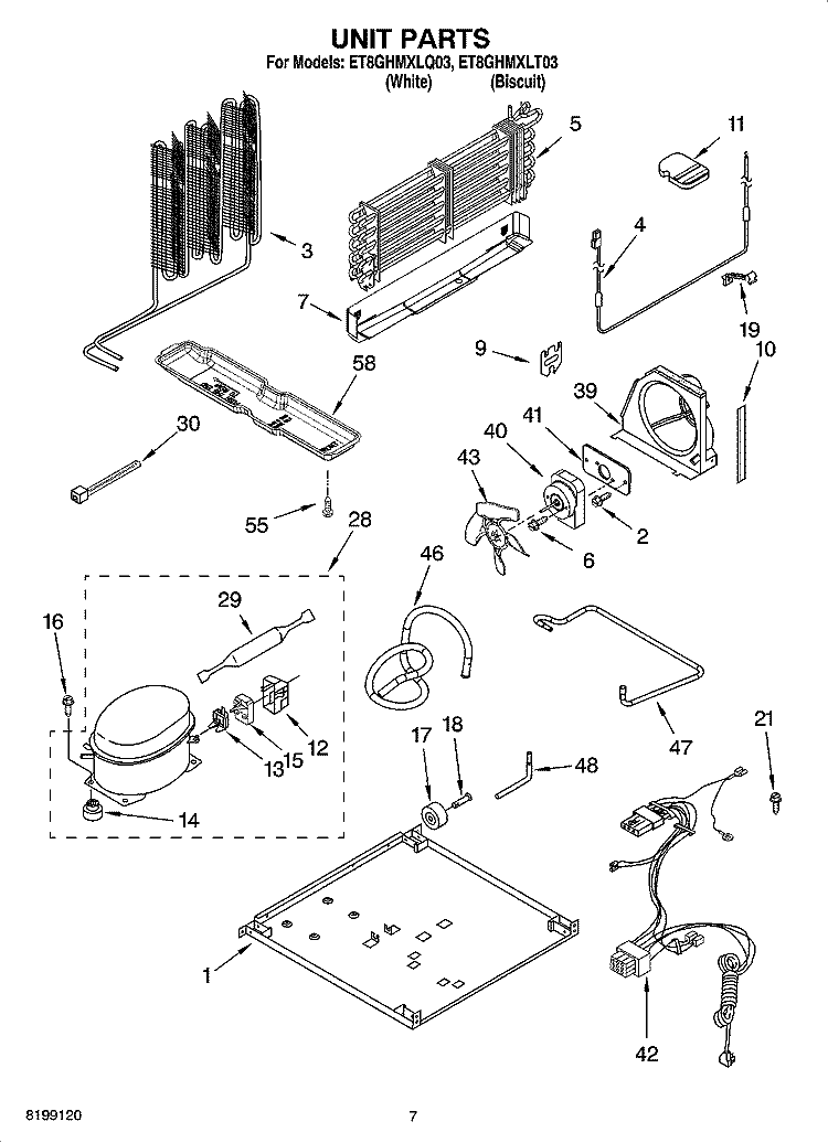 UNIT PARTS Diagram and Parts List for ET8GHMXLQ03  Whirlpool Refrigerator