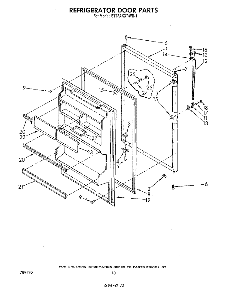 REFRIGERATOR DOOR, NOT ILLUSTRATED Diagram and Parts List for ET18AKXRWR1  Whirlpool Refrigerator