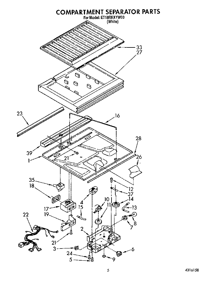 COMPARTMENT SEPARATOR Diagram and Parts List for ET18RKXYN00  Whirlpool Refrigerator