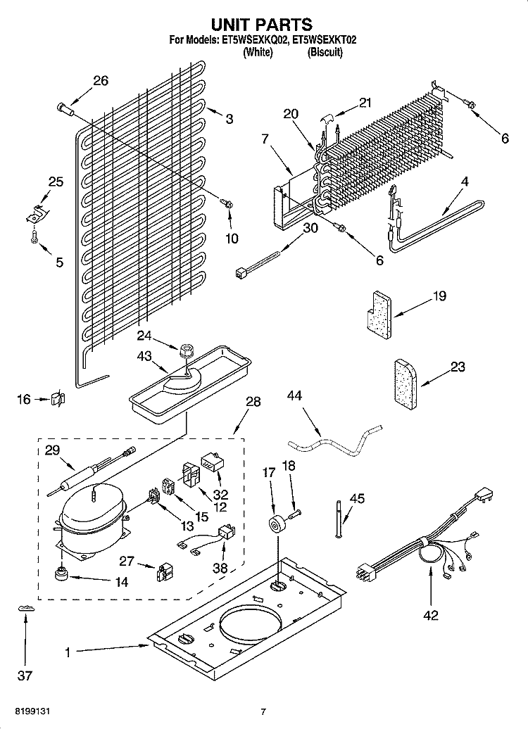 UNIT PARTS Diagram and Parts List for ET5WSEXKQ02  Whirlpool Refrigerator