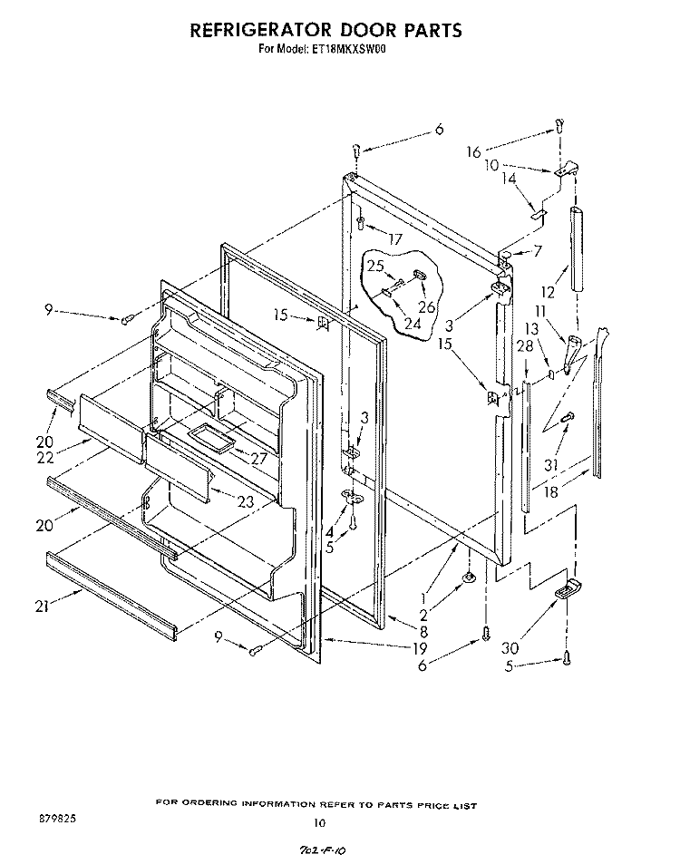 REFRIGERATOR DOOR , MISCELLANEOUS Diagram and Parts List for ET18MKXSW00  Whirlpool Refrigerator