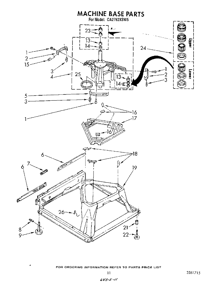 MACHINE BASE Diagram and Parts List for  Whirlpool Washer