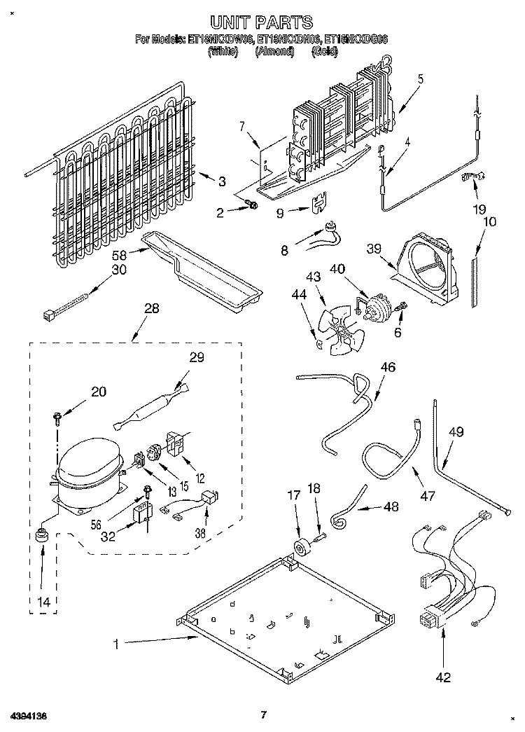 UNIT Diagram and Parts List for ET18NKXDG06  Whirlpool Refrigerator