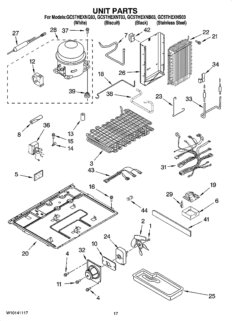 UNIT PARTS Diagram and Parts List for GC5THEXNB03  Whirlpool Refrigerator