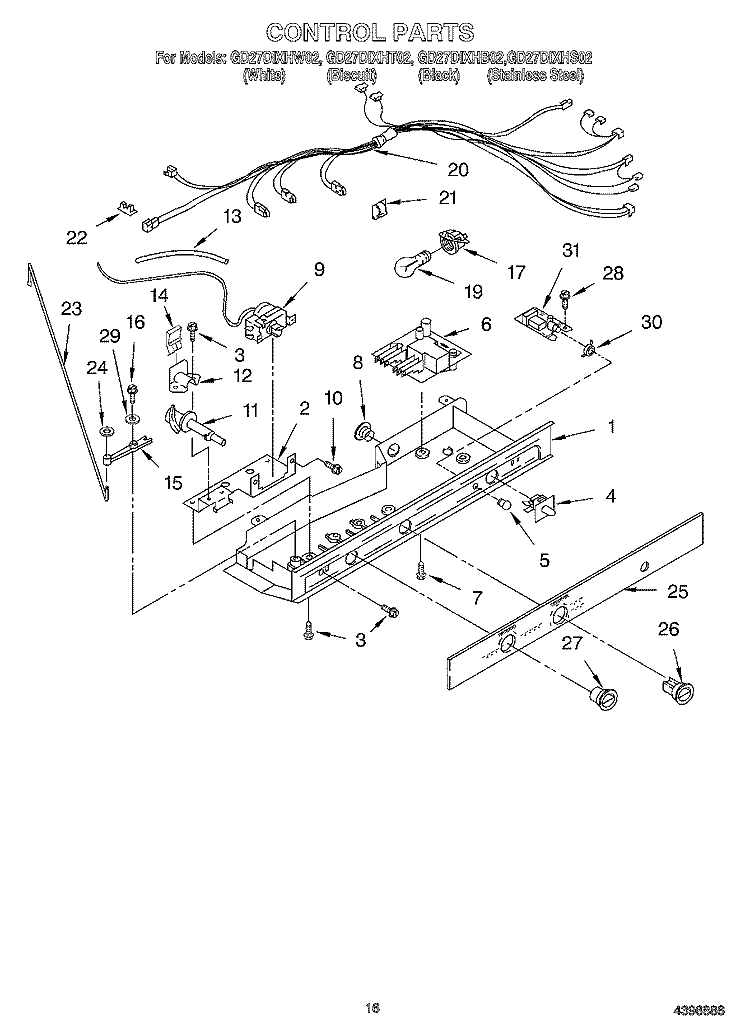 CONTROL Diagram and Parts List for GD27DIXHS02  Whirlpool Refrigerator