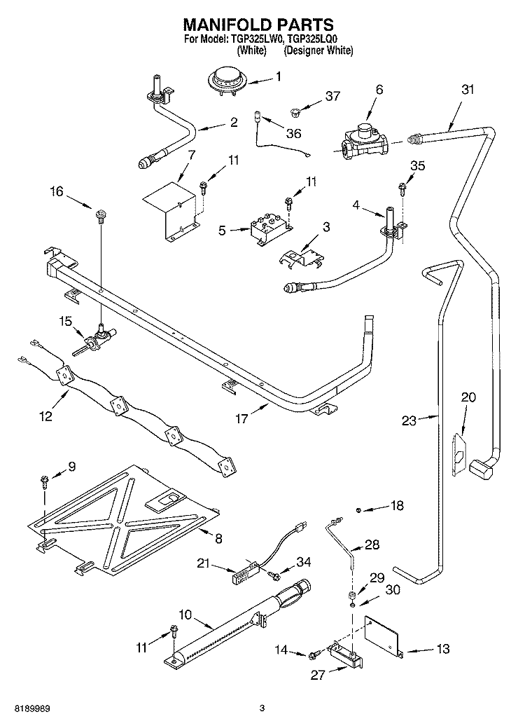 MAINFOLD Diagram and Parts List for TGP325LQ0  Estate Range