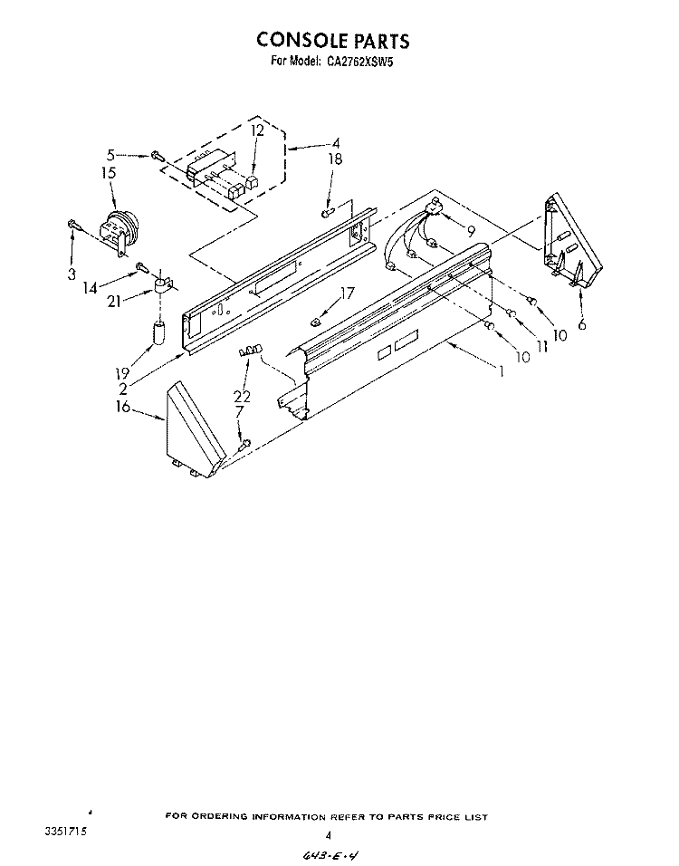 CONSOLE Diagram and Parts List for  Whirlpool Washer