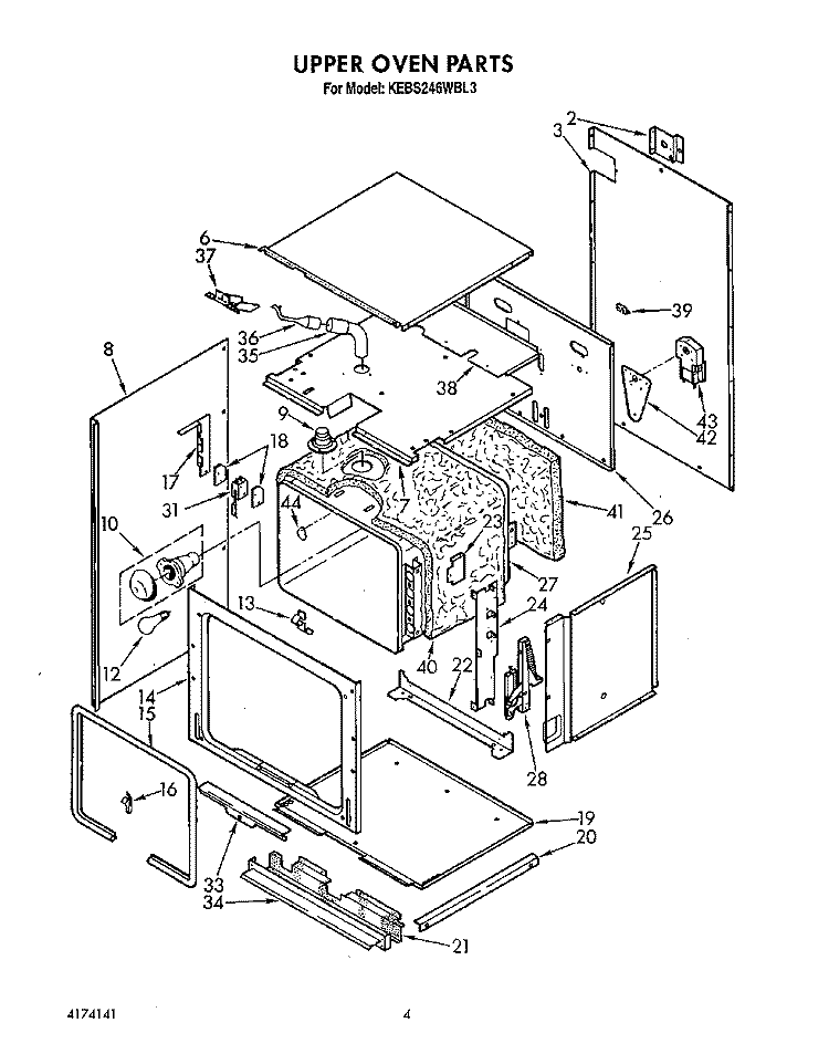 UPPER OVEN, OPTIONAL Diagram and Parts List for KEBS246WBL3  KitchenAid Wall Oven
