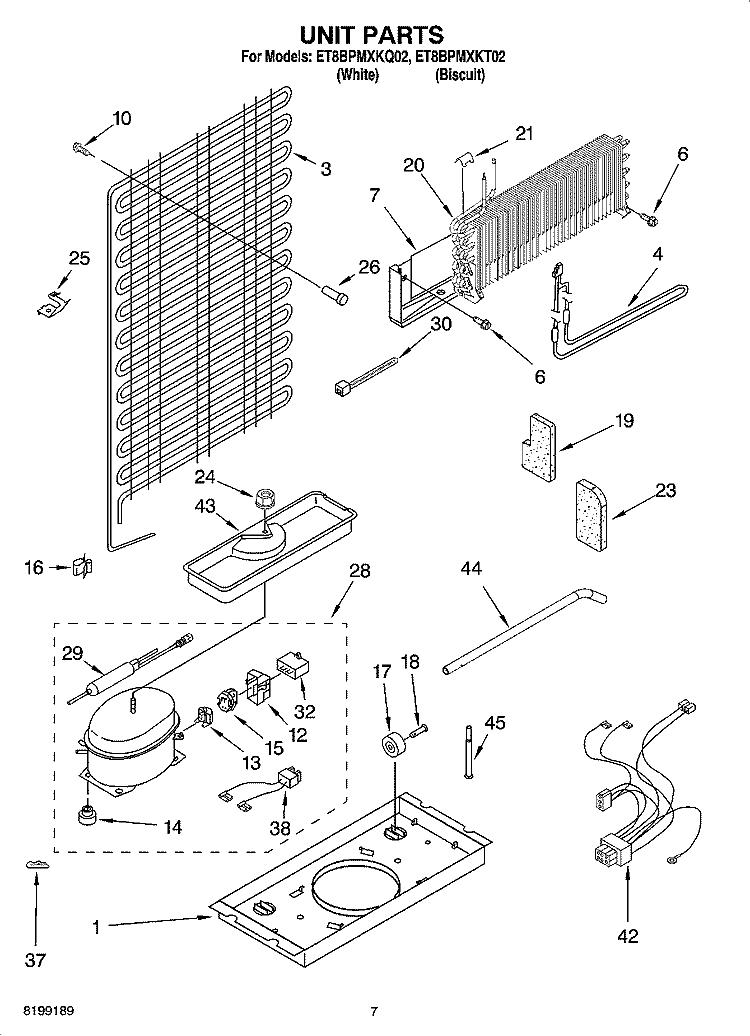 UNIT PARTS Diagram and Parts List for ET8BPMXKQ02  Whirlpool Refrigerator