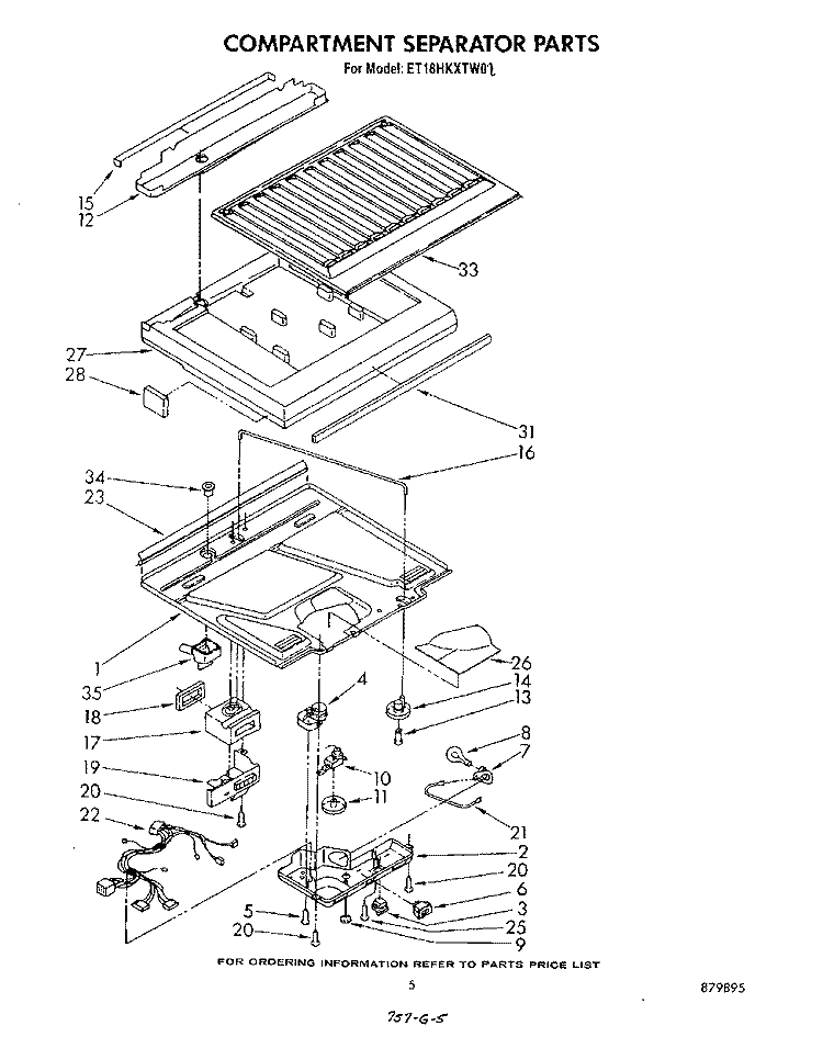 COMPARTMENT AND SEPARATOR Diagram and Parts List for ET18HKXTG00  Whirlpool Refrigerator
