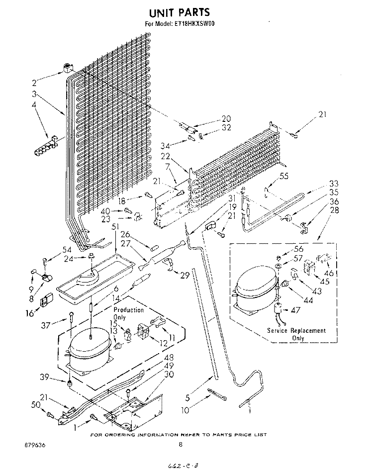 UNIT Diagram and Parts List for ET18HKXSW00  Whirlpool Refrigerator