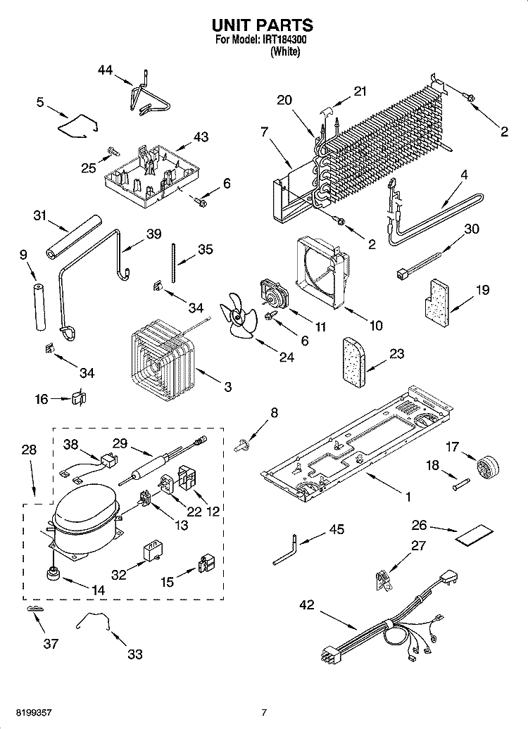 UNIT PARTS Diagram and Parts List for  Inglis Refrigerator