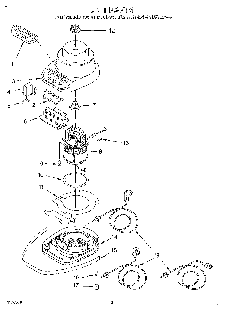 SECTION Diagram and Parts List for  KitchenAid Blender