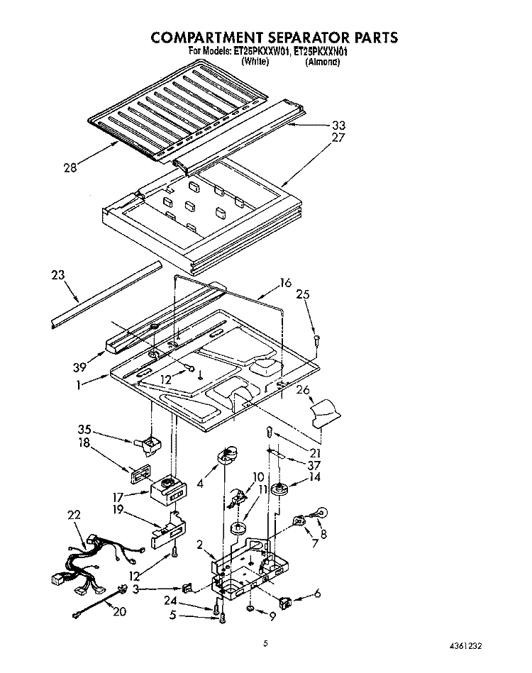 COMPARTMENT SEPARATOR Diagram and Parts List for ET25PKXXN01  Whirlpool Refrigerator