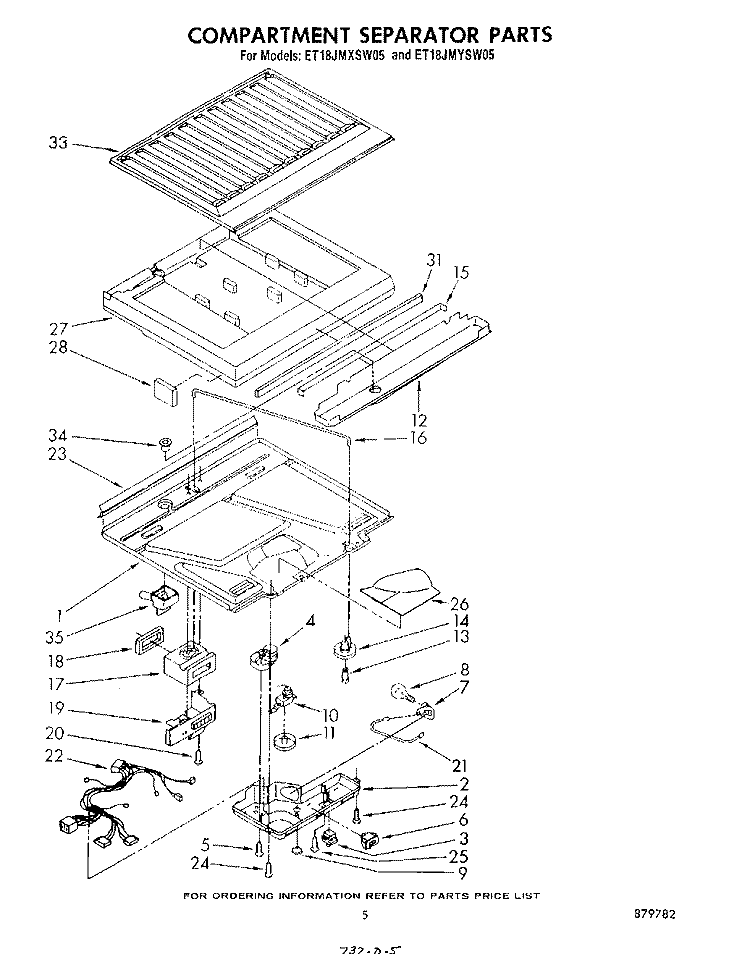 COMPARTMENT SEPARATOR Diagram and Parts List for ET18JMYSN05  Whirlpool Refrigerator