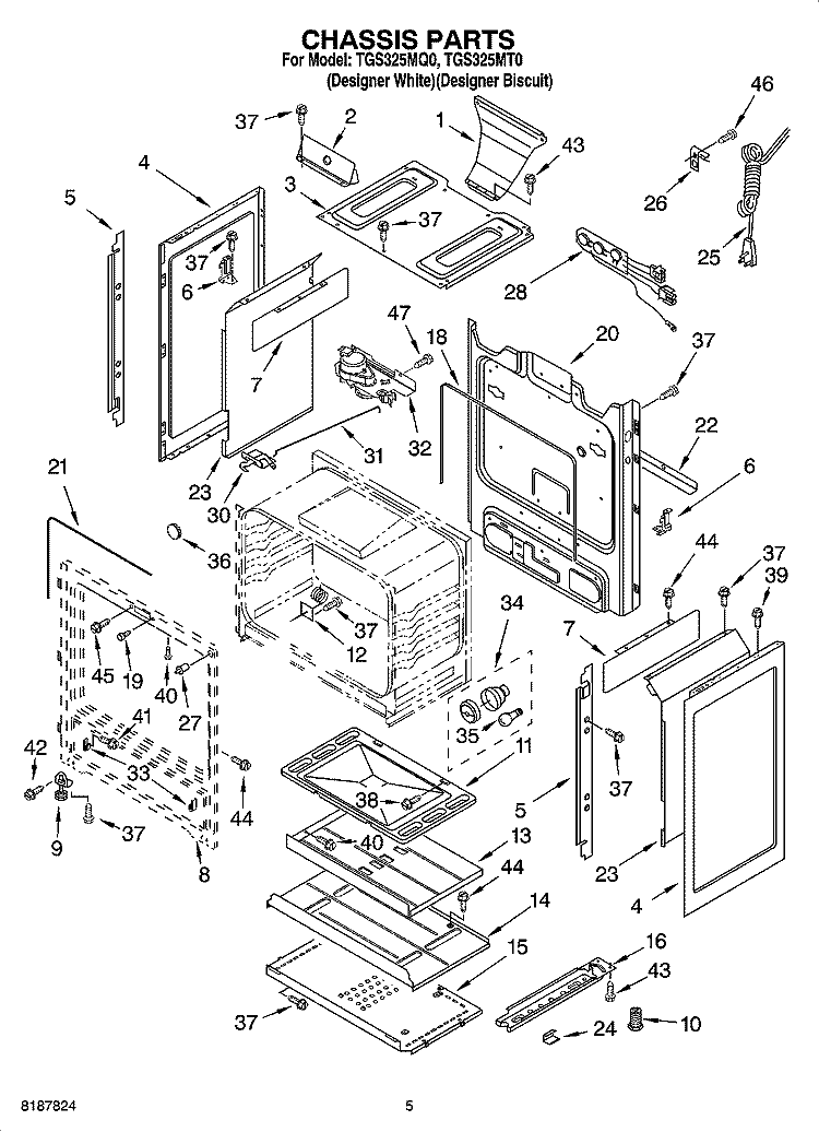 CHASSIS PARTS Diagram and Parts List for TGS325MT0  Estate Range