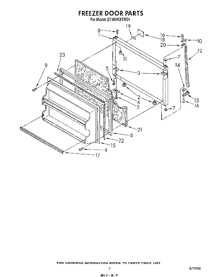 FREEZER DOOR Diagram and Parts List for ET18HKXTN01  Whirlpool Refrigerator