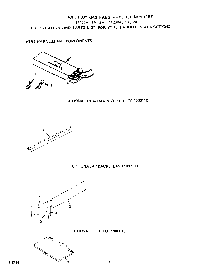 MAIN TOP Diagram and Parts List for  Whirlpool Range
