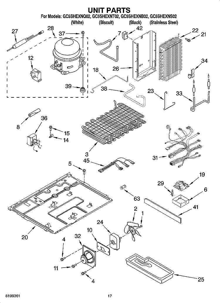 UNIT PARTS Diagram and Parts List for GC5SHEXNT02  Whirlpool Refrigerator