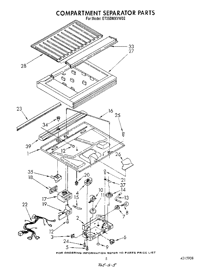 COMPARTMENT SEPARATOR Diagram and Parts List for ET25DMXVF02  Whirlpool Refrigerator