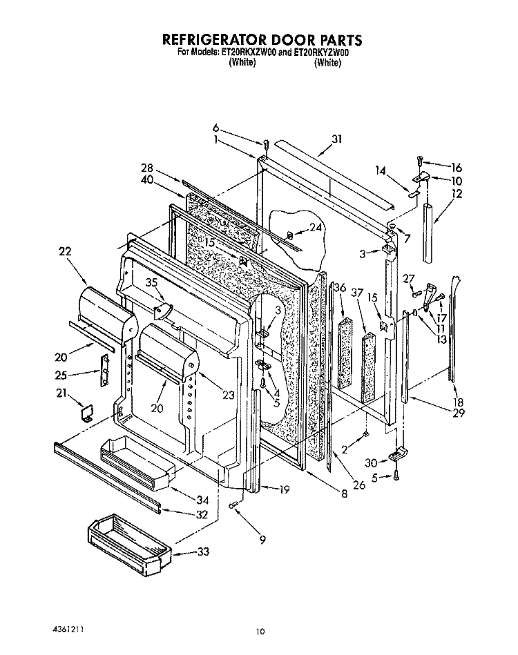 REFRIGERATOR DOOR Diagram and Parts List for ET20RKXZW00  Whirlpool Refrigerator