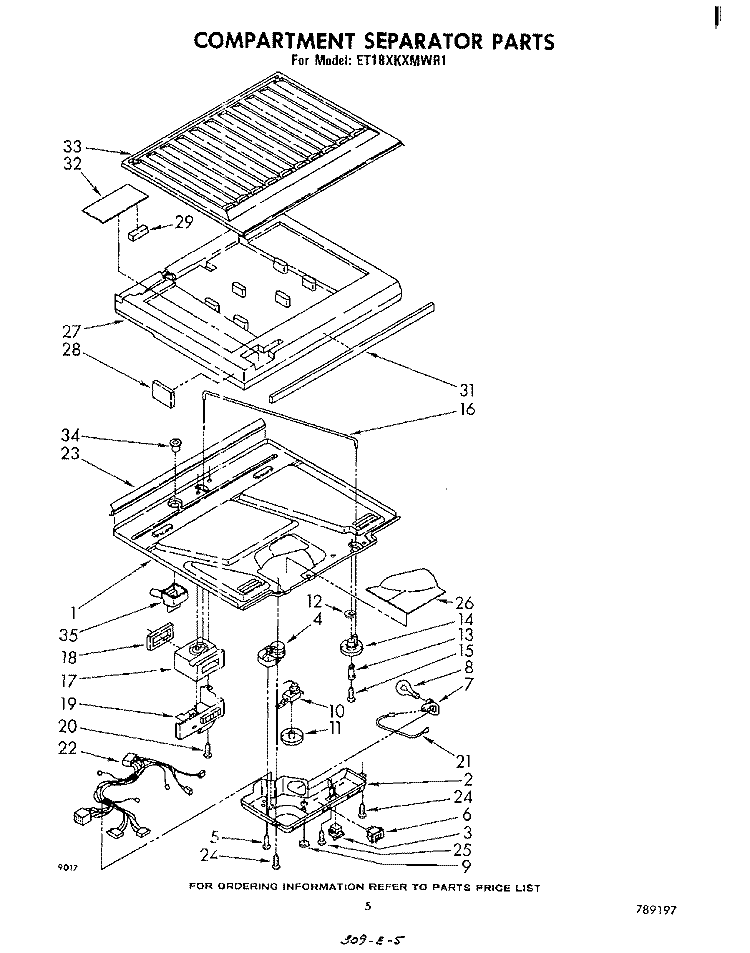 COMPARTMENT SEPARATOR Diagram and Parts List for ET18XKXMWR1  Whirlpool Refrigerator