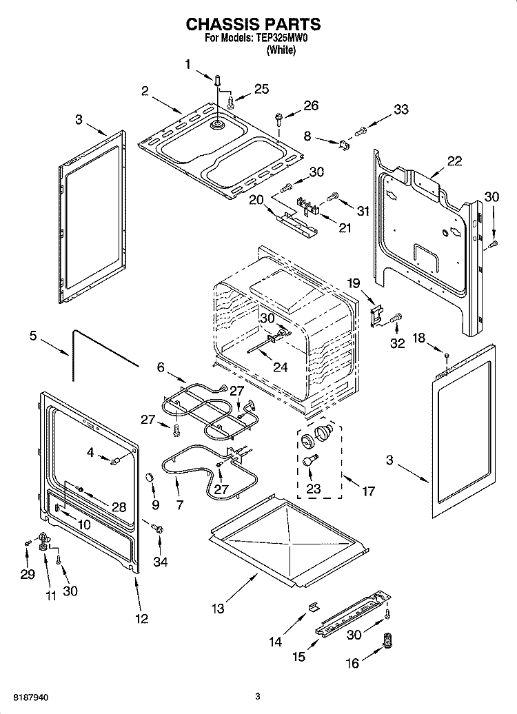 CHASSIS PARTS Diagram and Parts List for TEP325MW0  Estate Range