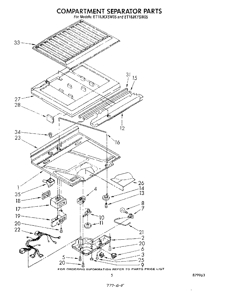 COMPARTMENT SEPARATOR Diagram and Parts List for ET18JKYSN05  Whirlpool Refrigerator