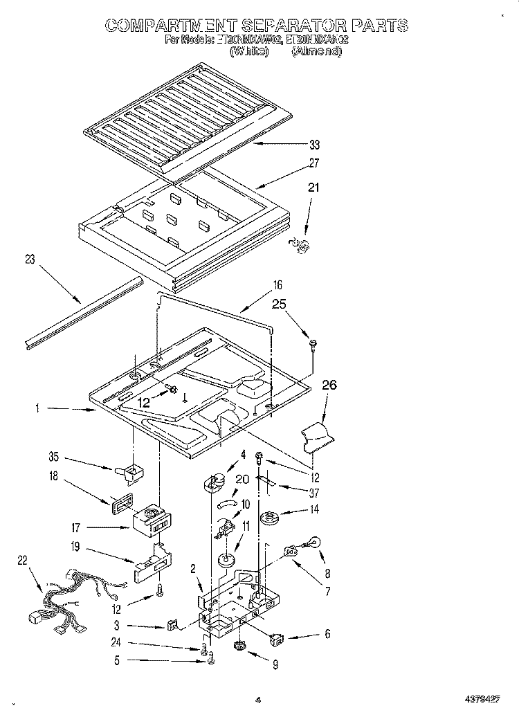 COMPARTMENT SEPARATOR Diagram and Parts List for ET20NMXAN02  Whirlpool Refrigerator