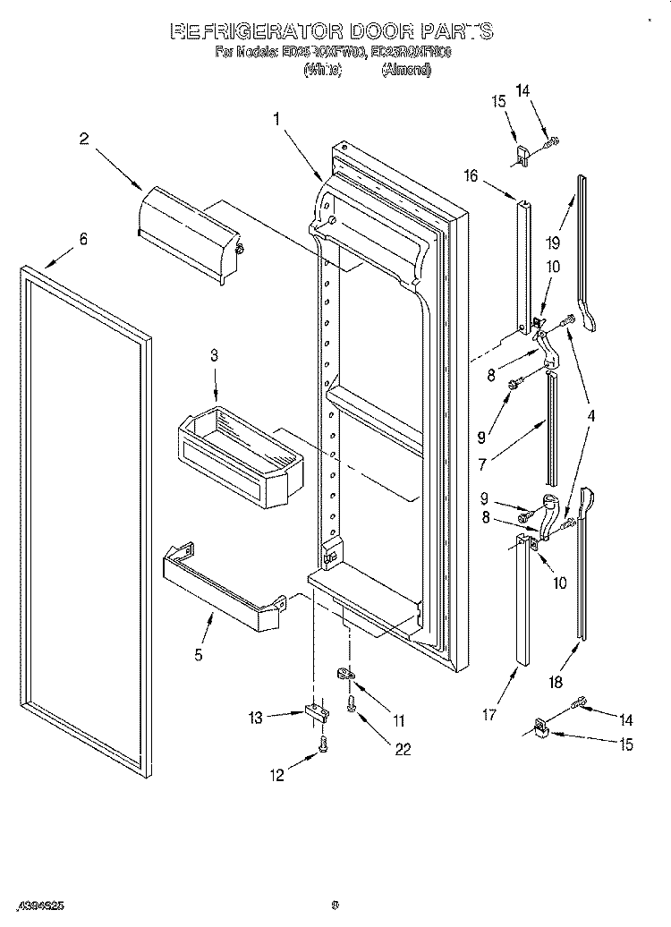 REFRIGERATOR DOOR Diagram and Parts List for ED25RQXFW00  Whirlpool Refrigerator
