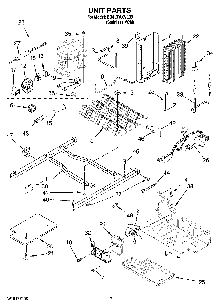 UNIT PARTS Diagram and Parts List for  Whirlpool Refrigerator