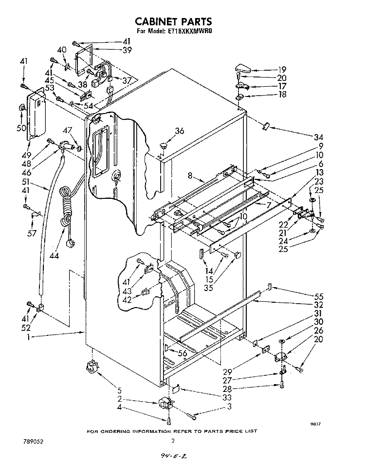 CABINET Diagram and Parts List for ET18XKMWR0  Whirlpool Refrigerator