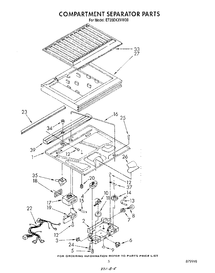 COMPARTMENT SEPARATOR Diagram and Parts List for ET20DKXVF00  Whirlpool Refrigerator