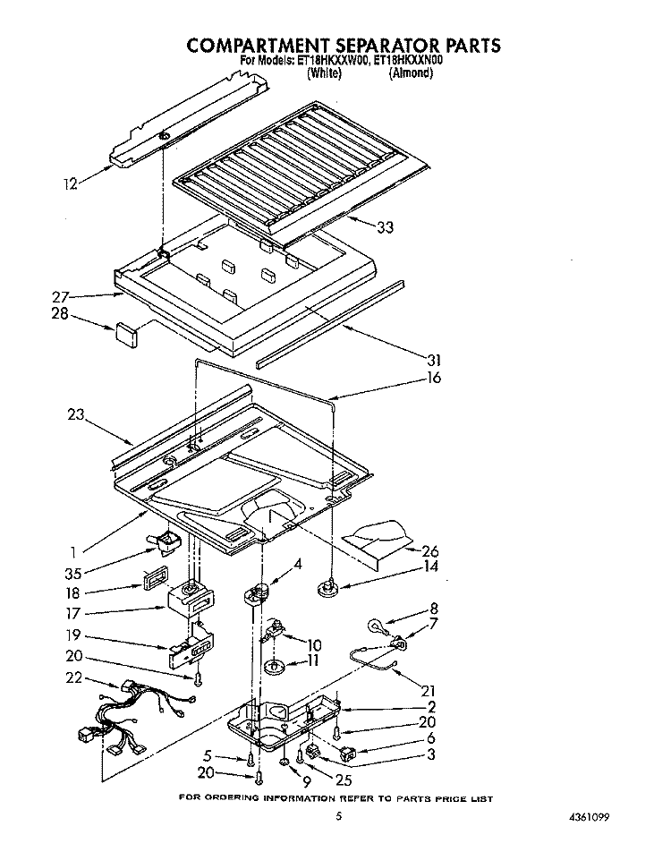 COMPARTMENT SEPARATOR Diagram and Parts List for ET18HKXXW00  Whirlpool Refrigerator