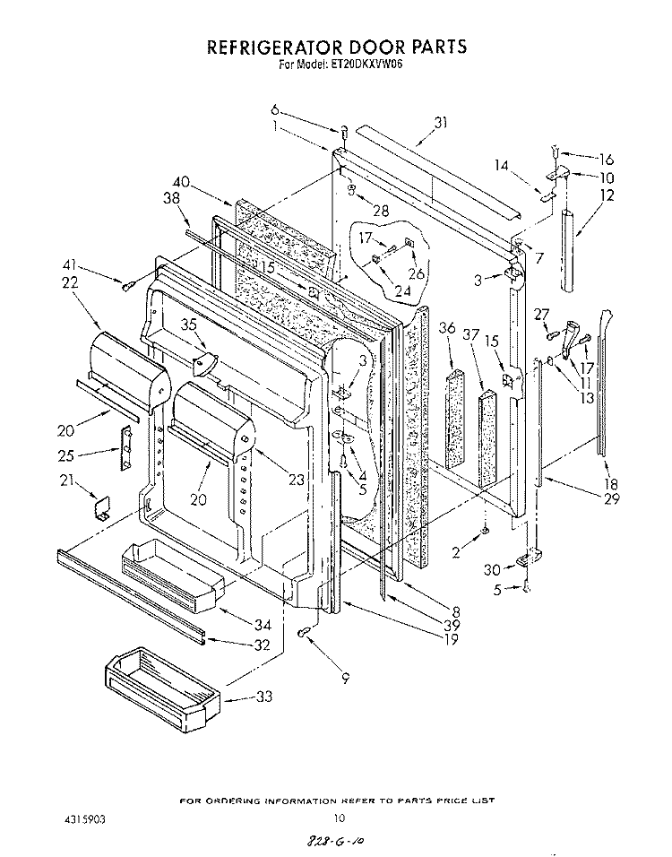 REFRIGERATOR DOOR Diagram and Parts List for ET20DKXVF06  Whirlpool Refrigerator