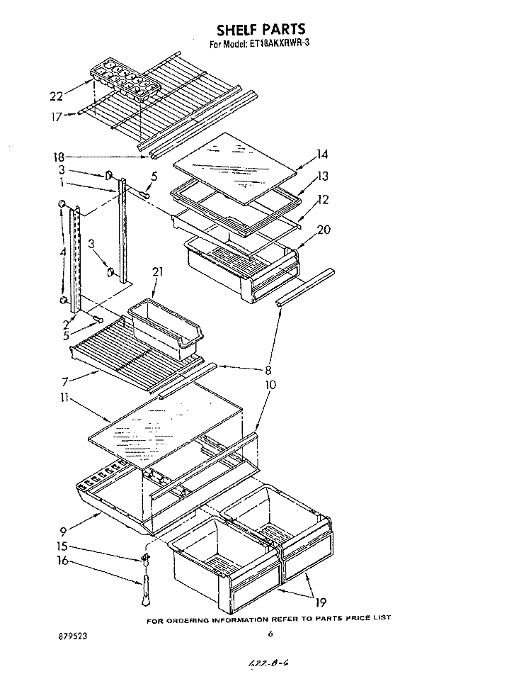 SHELF Diagram and Parts List for ET18AKXRWR3  Whirlpool Refrigerator